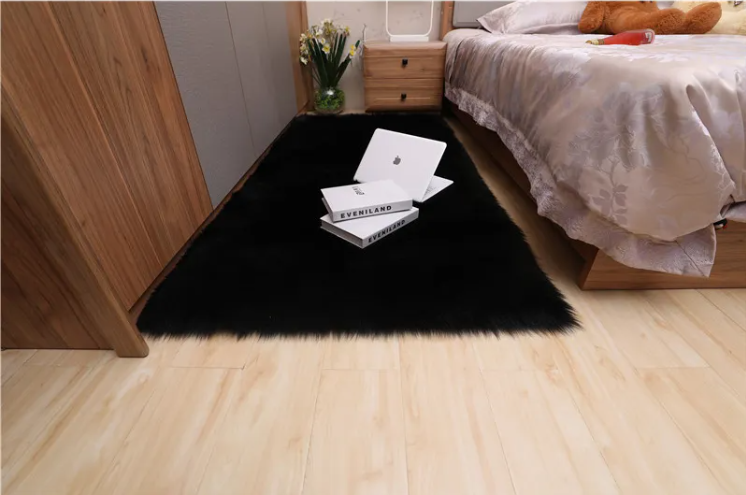 Non-slip traction mat on hardwood floor for senior dog